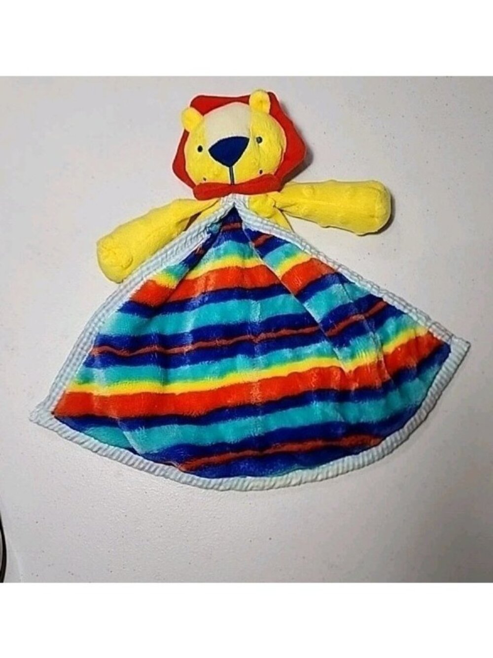 Nursery Rhyme Lovey 2015 Lion Rainbow Colors No Tags Embroidered Eyes Plush Toy